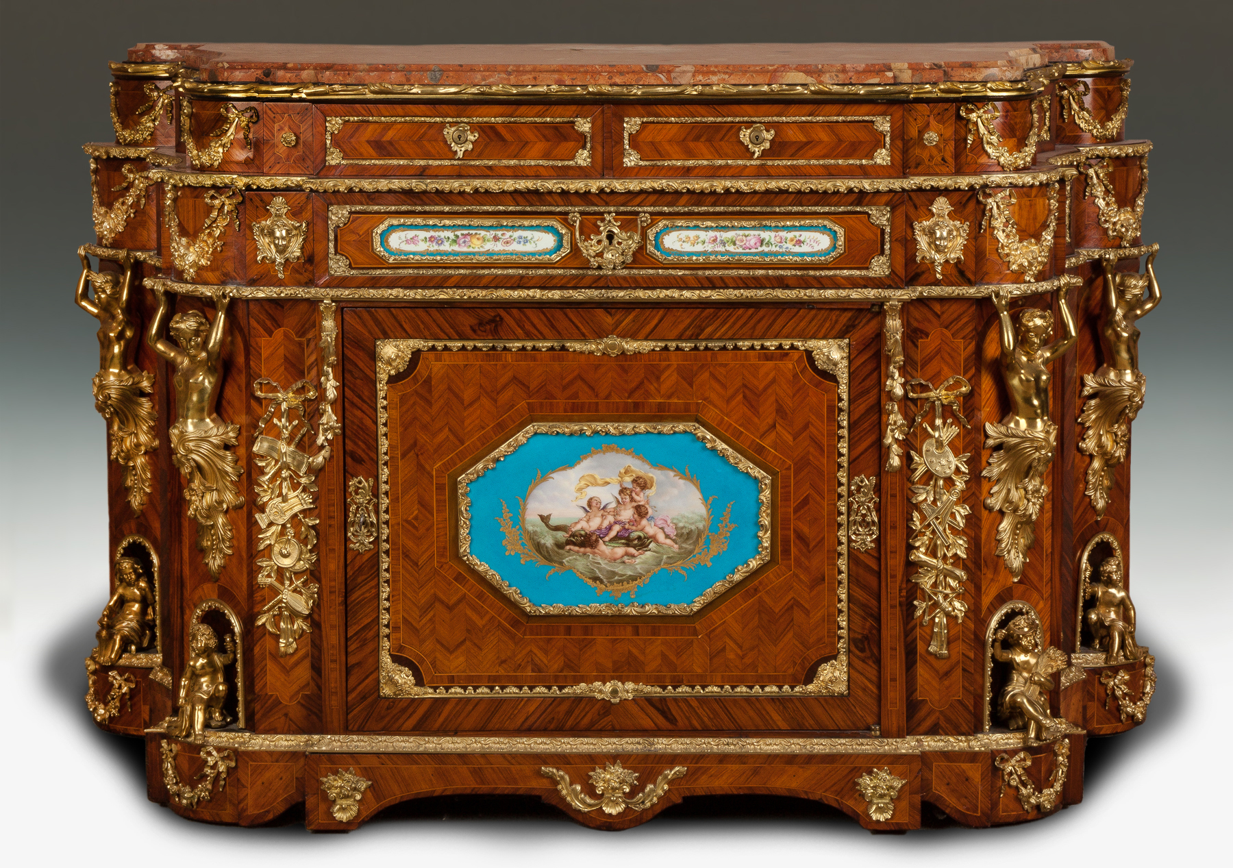 Appraisal: Fine French Kingwood Cabinet th century Rosewood secondary woods Gilt