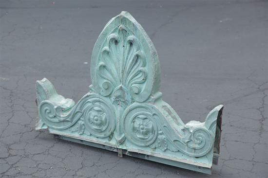 Appraisal: ARCHITECTURAL CREST American late th century copper Scroll and acanthus