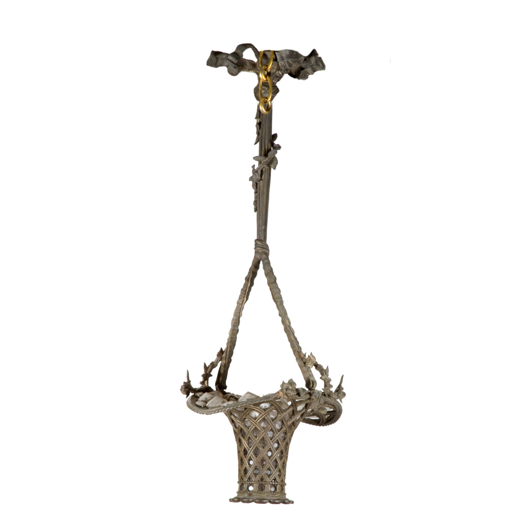 Appraisal: Louis XVI Style Patinated-Metal and Glass Hall Light Height inches