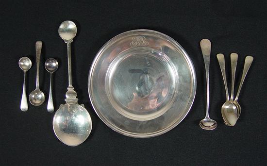 Appraisal: Group of Silverplate bread plate double spoon mustard ladle demitasse