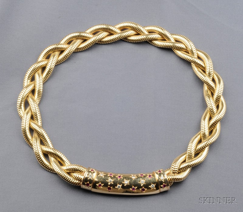 Appraisal: Retro kt Gold Ruby and Diamond Necklace the central element