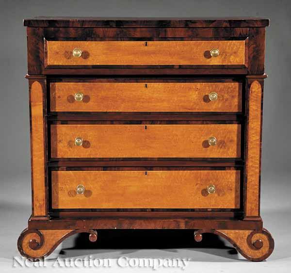 Appraisal: An American Classical Birdseye Maple and Mahogany Chest of Drawers