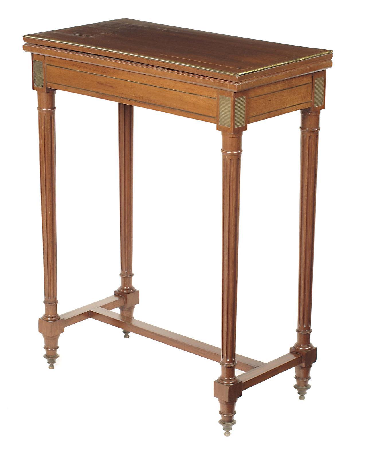 Appraisal: A French mahogany and brass mounted card table