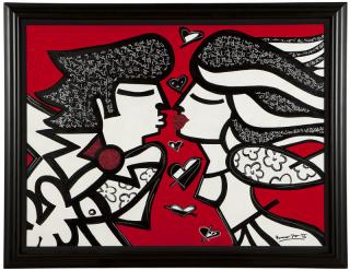 Appraisal: Romero Britto ''The Make-up'' from the ''Black White'' series signed