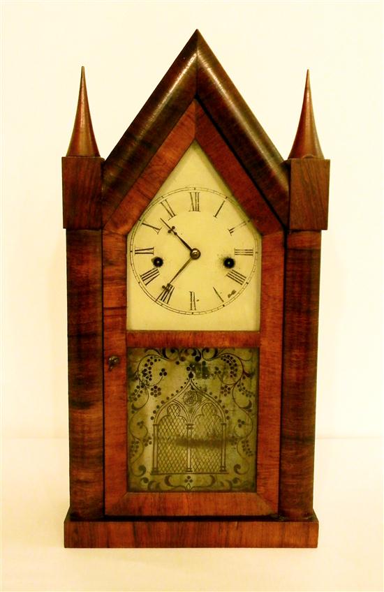 Appraisal: Chauncey Jerome New Haven Conn mahogany ''steeple'' mantle clock ornate