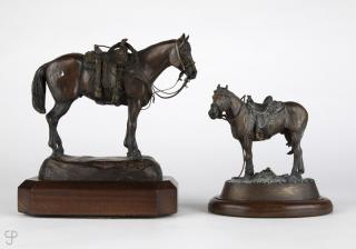 Appraisal: Two saddled horse bronzes D Michael Thomas and Curtis Fort