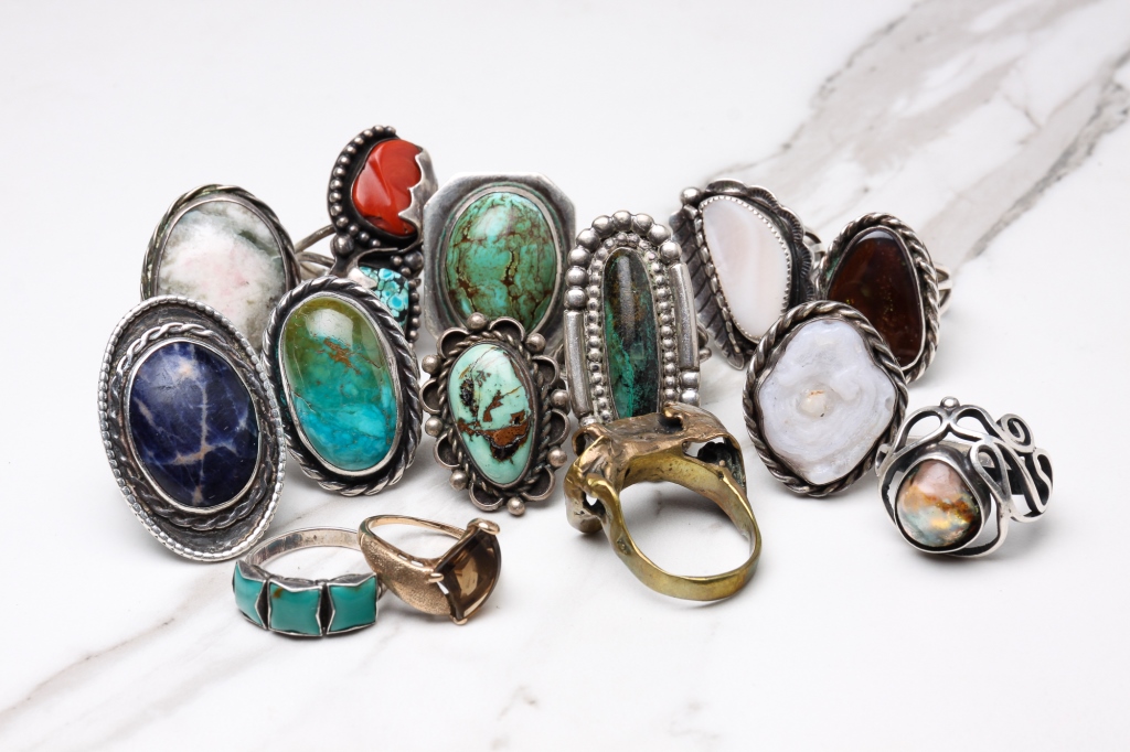 Appraisal: GROUP OF MOSTLY SILVER VINTAGE RINGS Mid-late th century Group