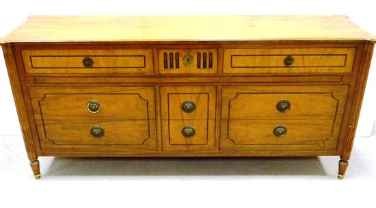 Appraisal: Baker furniture long bureau Neo-Classical motifs three banks of three