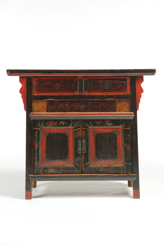 Appraisal: LONG YAN CABINET China late th century elm Three drawers