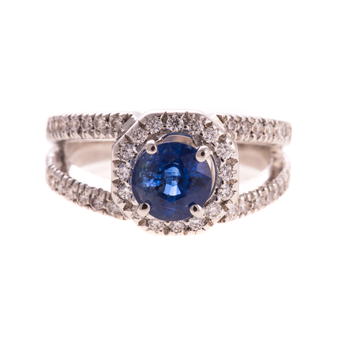 Appraisal: A Lady's Sapphire and Diamond Ring in Gold K white