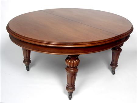 Appraisal: A Victorian mahogany extending dining table the rounded rectangular top