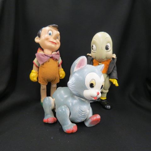 Appraisal: Early Composition Disney Figures Pinocchio Jiminy Cricket a Cat tallest