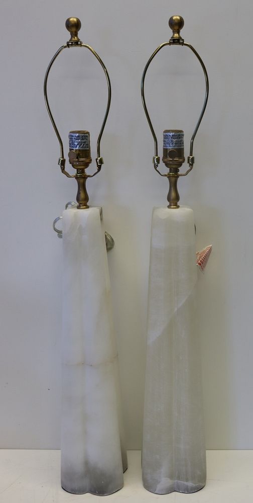 Appraisal: Pair of Alabaster Column Form Lamps Very decorative nice lines