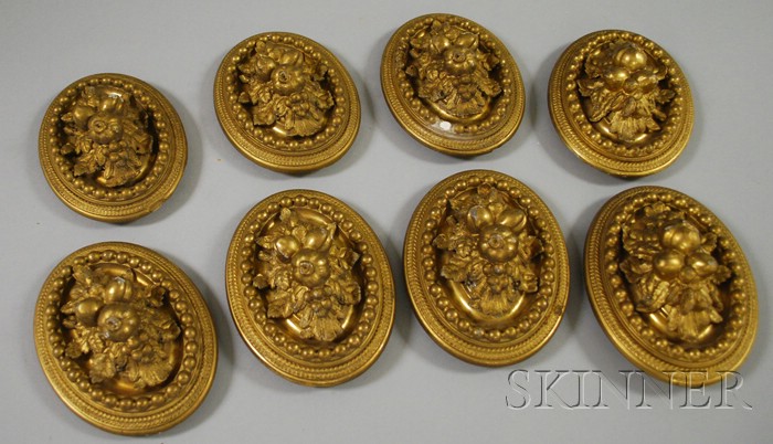 Appraisal: Set of Eight Empire Gilt-lead and Gesso Curtain Tieback Plaques