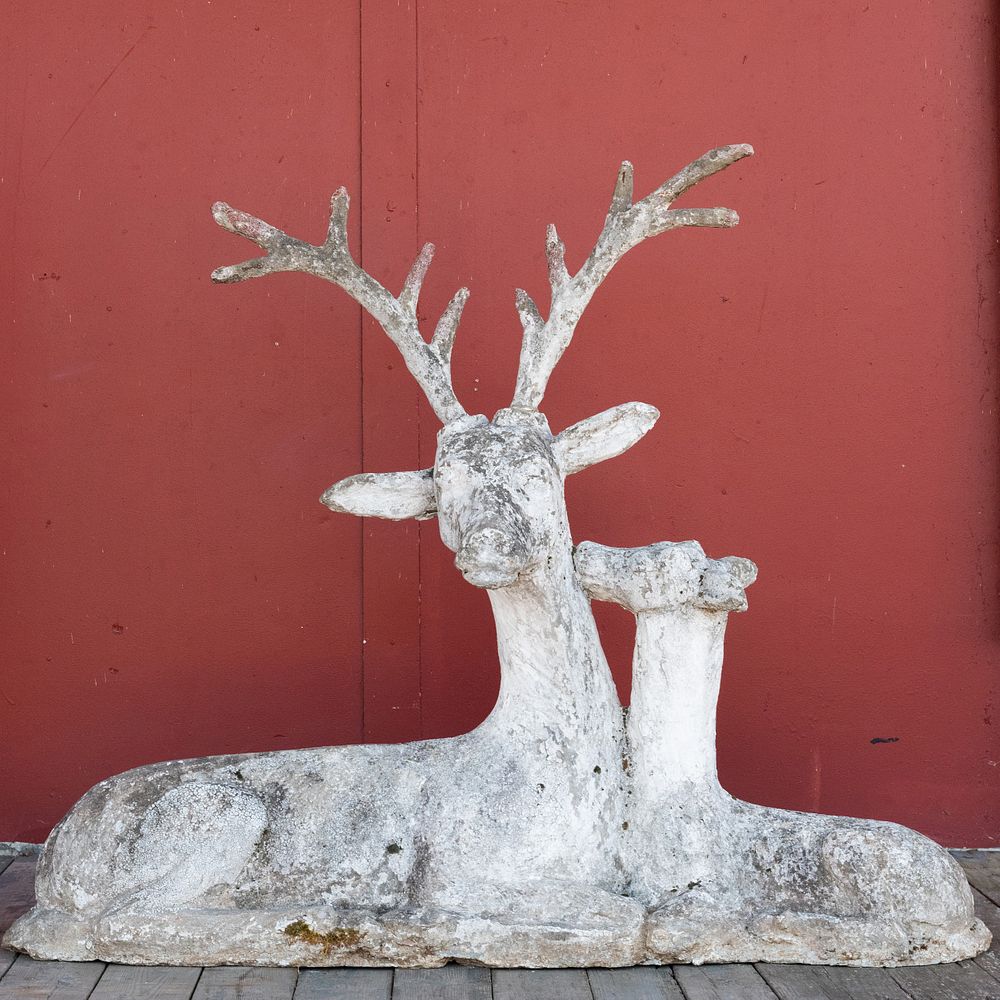 Appraisal: Composition Stone and Cement Sculpture of a Stag and Fawn