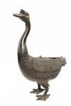 Appraisal: COVERED BOX - Japanese cast bronze figural goose covered box