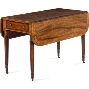 Appraisal: A George III Satinwood Banded Mahogany Drop-Leaf Table Late th