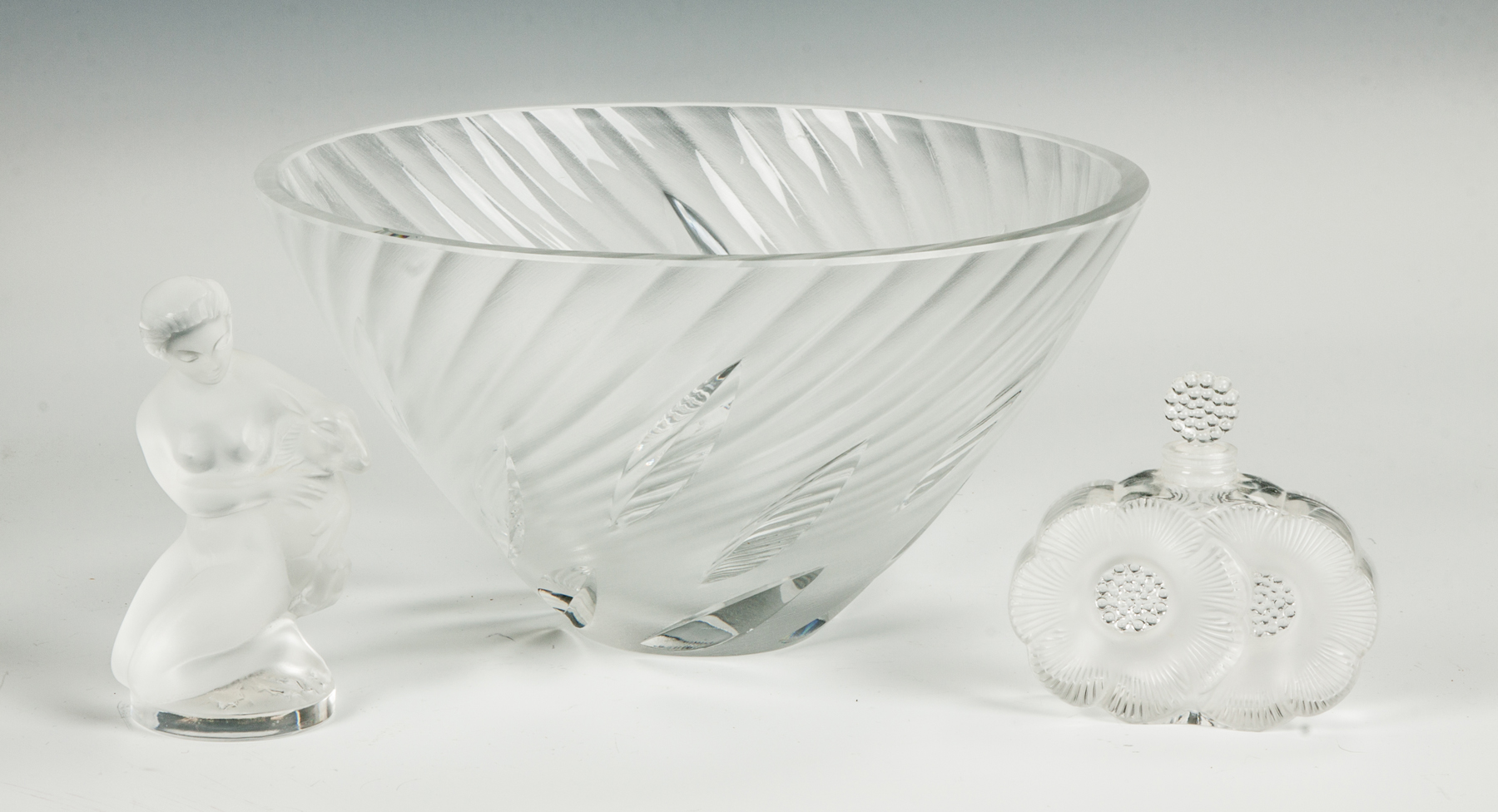 Appraisal: Group of Lalique Glass All sgn Nude with fawn bowl