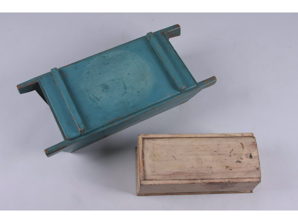 Appraisal: Two th c Painted Boxes one candle box with finger