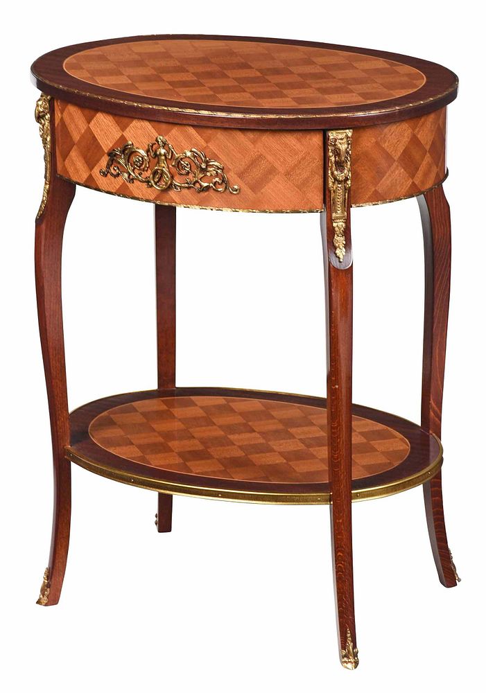 Appraisal: Louis XV Style Parquetry Veneered Oval Commode Spanish late th