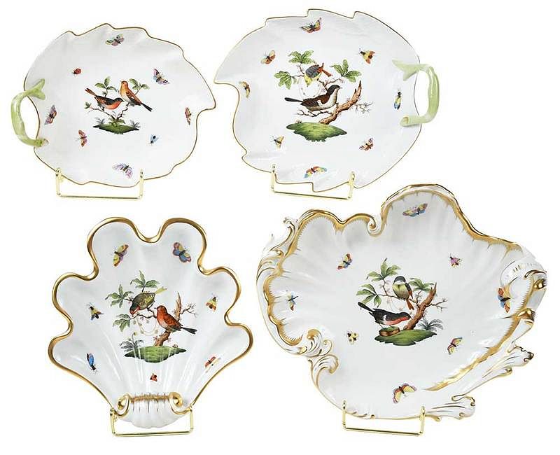 Appraisal: Four Herend Rothschild Bird Serving Pieces Hungarian th century centerpiece