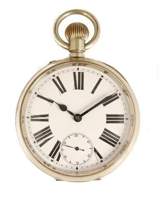 Appraisal: A nickel railway type pocket watch with a inch dial