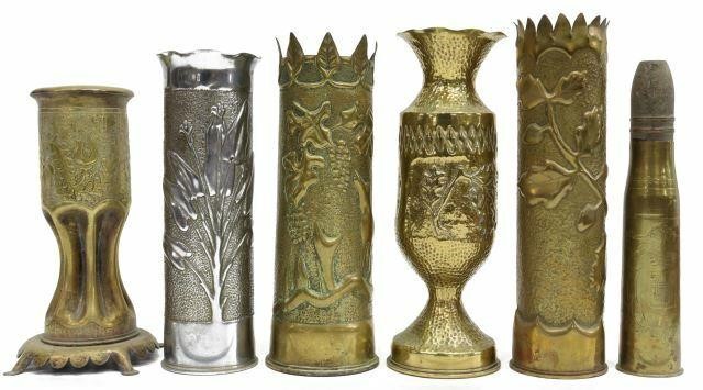 Appraisal: lot of French WWI-era trench art vases fashioned from artillery