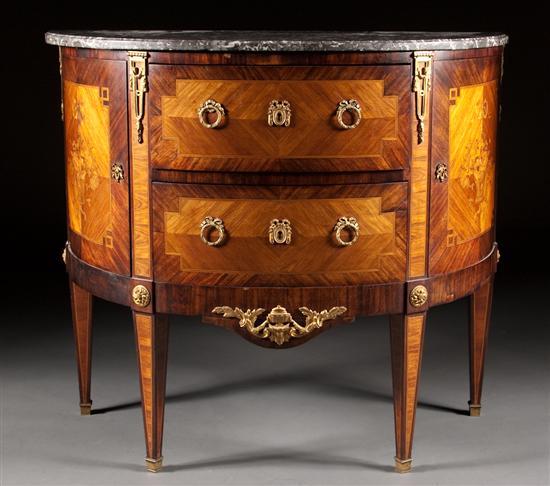 Appraisal: French made Louis XVI style gilt-metal-mounted tulip and kingwood marquetry