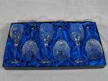 Appraisal: A boxed set of six Bohemia Crystal wine glasses