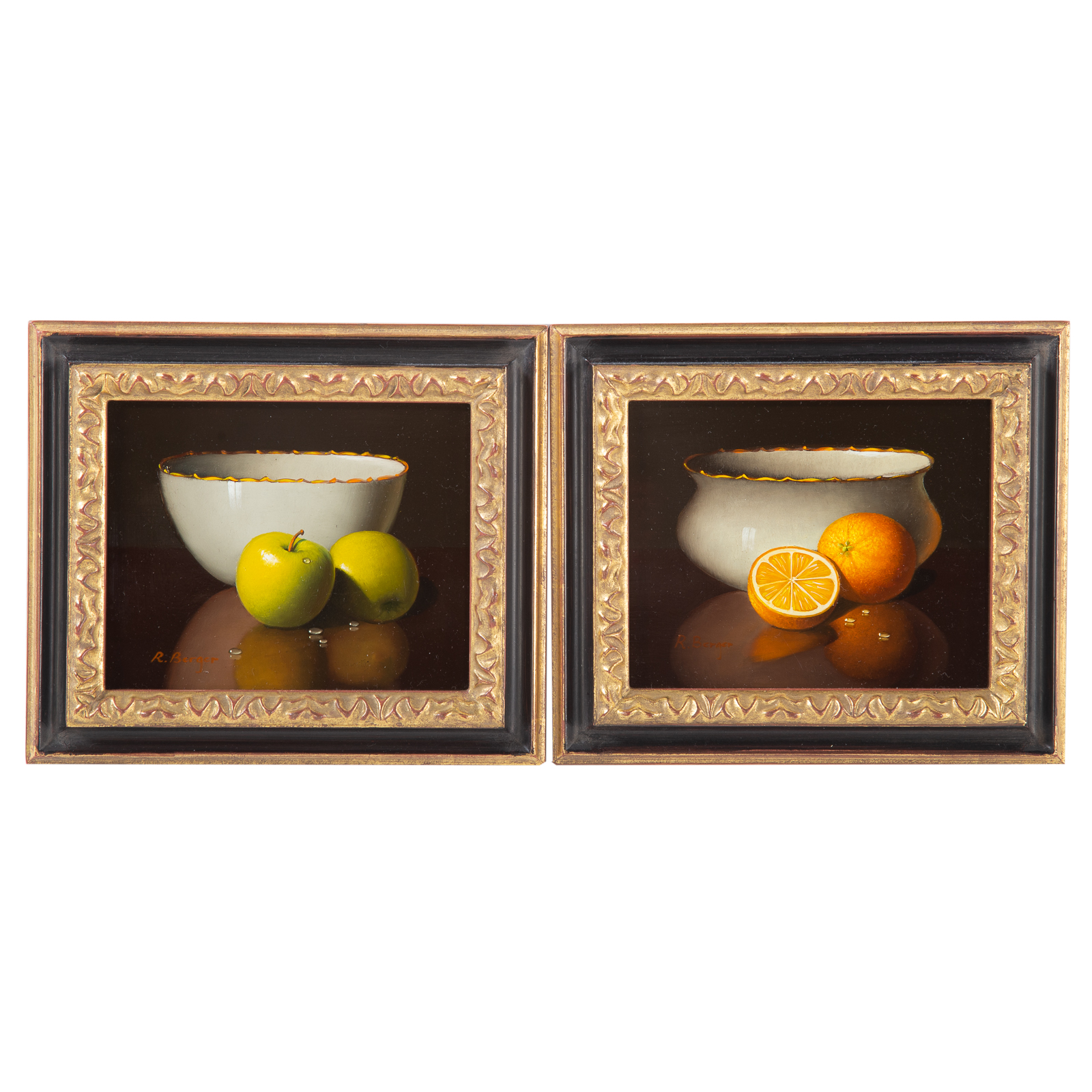 Appraisal: L RATH BERGER TWO STILL LIFES FRUIT AND BOWLS OILS