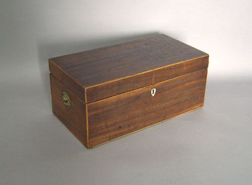 Appraisal: English mahogany tea caddy early th c h w