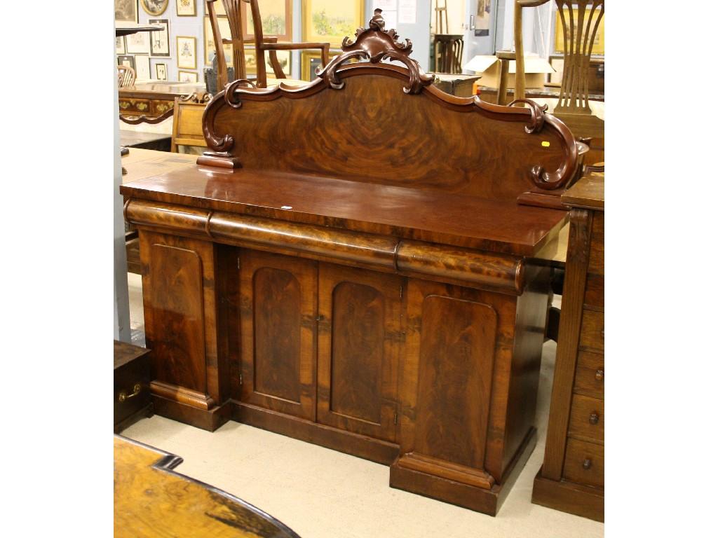 Appraisal: Victorian figured mahogany reverse breakfront four door chiffonier the shaped