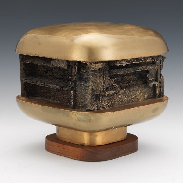 Appraisal: ABSTRACT BRONZE HAMBURGER SCULPTURE x x Abstract bronze sculpture of