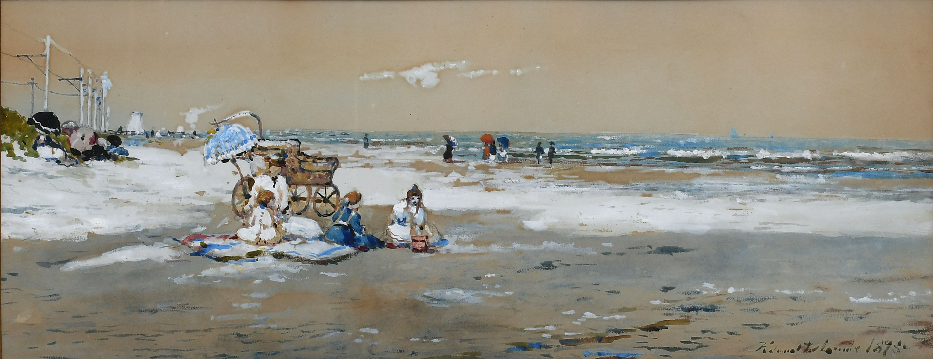 Appraisal: LEWIS Edmund Darch American - Day at the Beach Watercolor