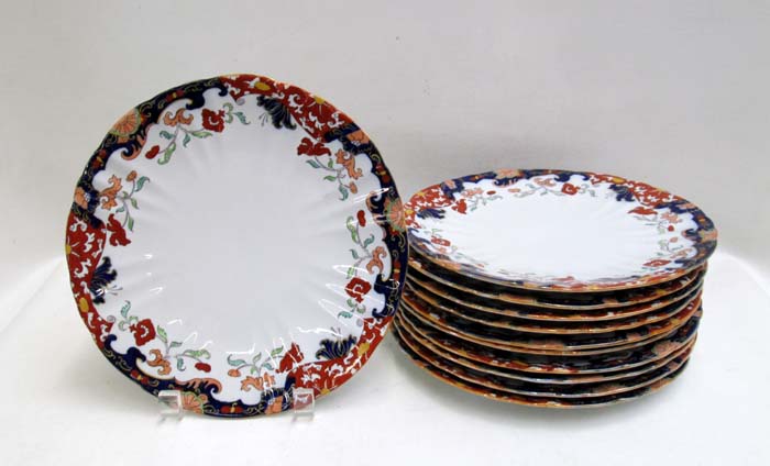 Appraisal: ENGLISH IRONSTONE PLATE SET eleven pieces with Imari style border