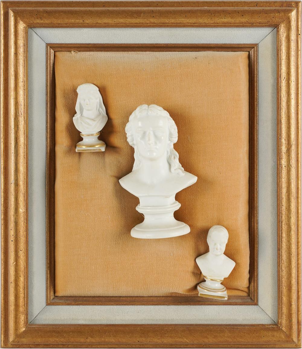 Appraisal: FRAMED GROUP OF THREE PORCELAIN BUSTScomprising two KPM each inches