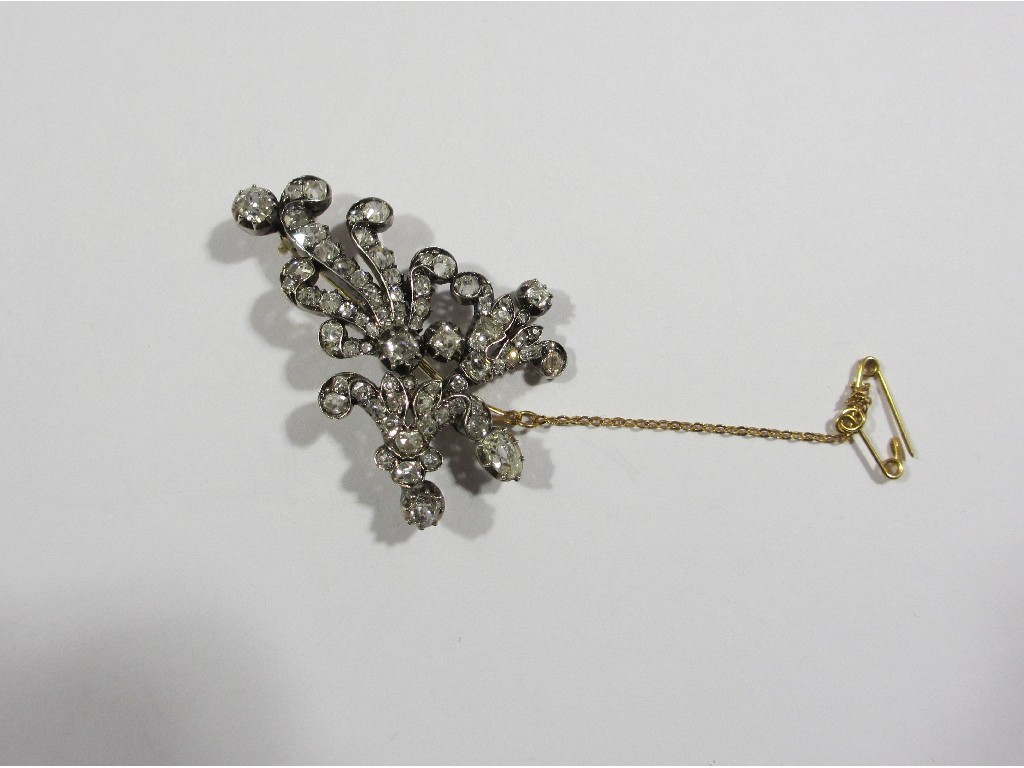 Appraisal: Victorian gold and silver diamond set spray brooch set throughout