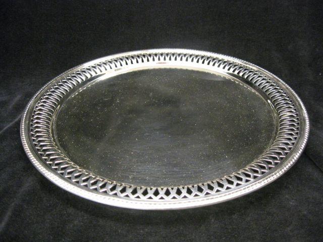 Appraisal: Tiffany Silver Soldiered Round Tray fancy reticulated border diameter