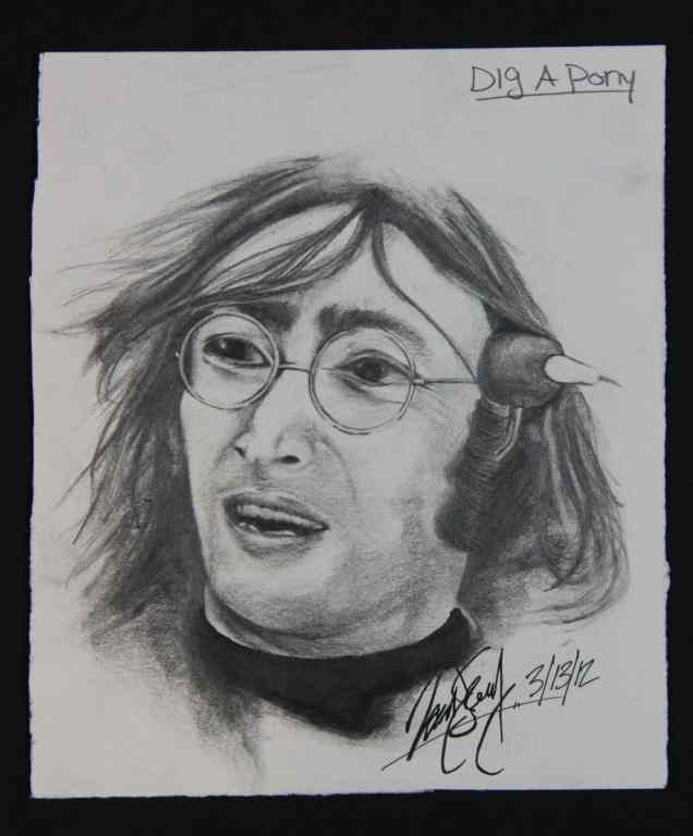 Appraisal: Zac Sally Signed Pencil Drawing of John LennonDepicting John Lennon