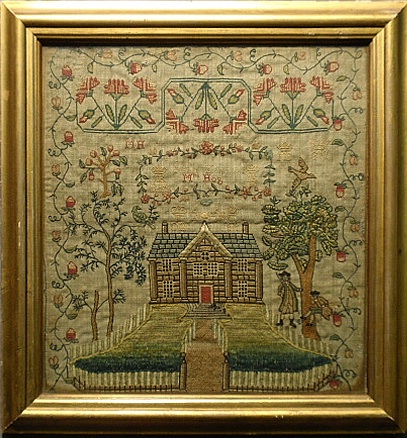 Appraisal: - English silk on linen sampler wrought by Mrs Hog