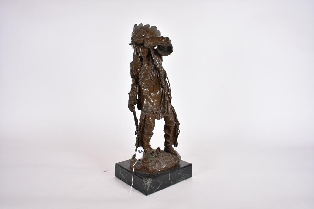 Appraisal: AFTER CARL KAUBA INDIAN CHIEF BRONZE AUSTRIAN - Signed C