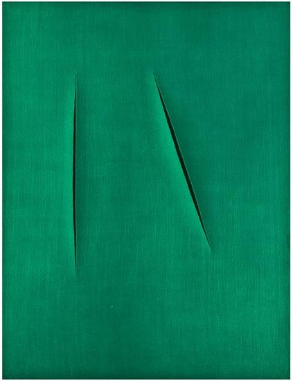 Appraisal: Lucio Fontana - Double Slice on Green print Pochoir in