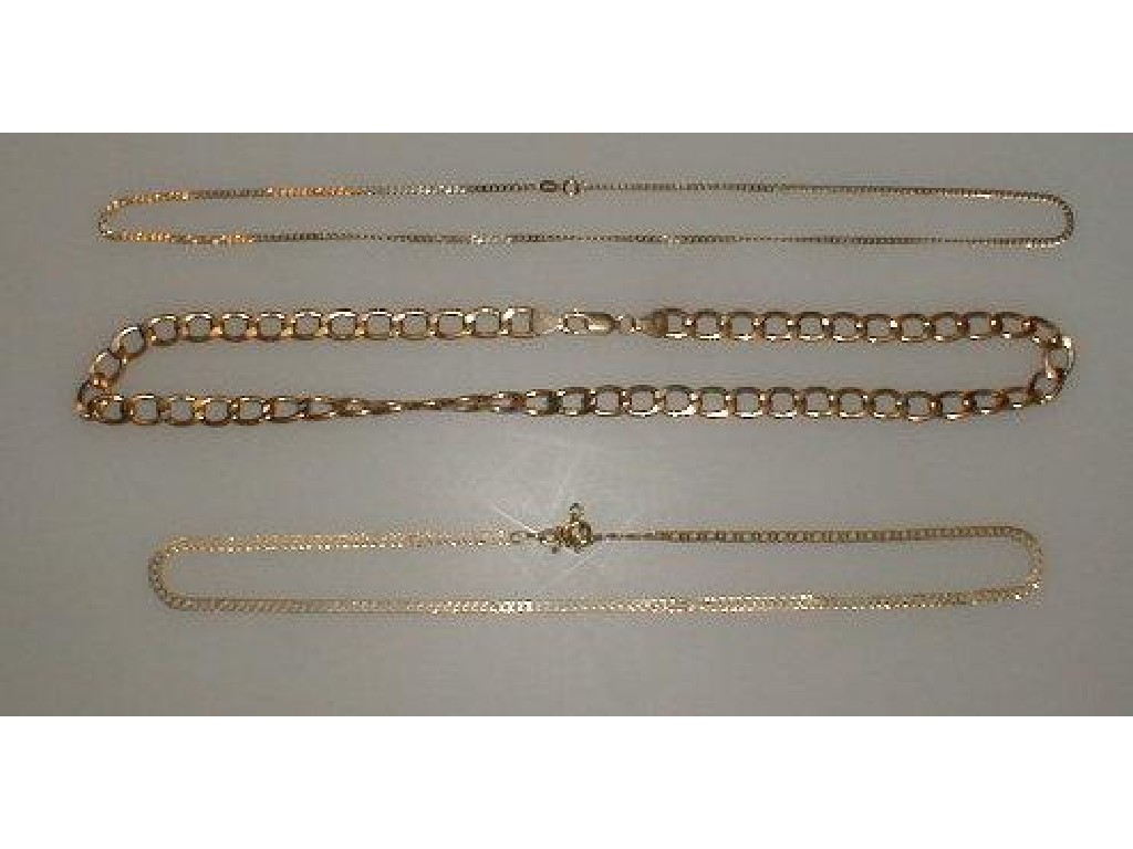 Appraisal: A hollow open curb link neck chain stamped and two