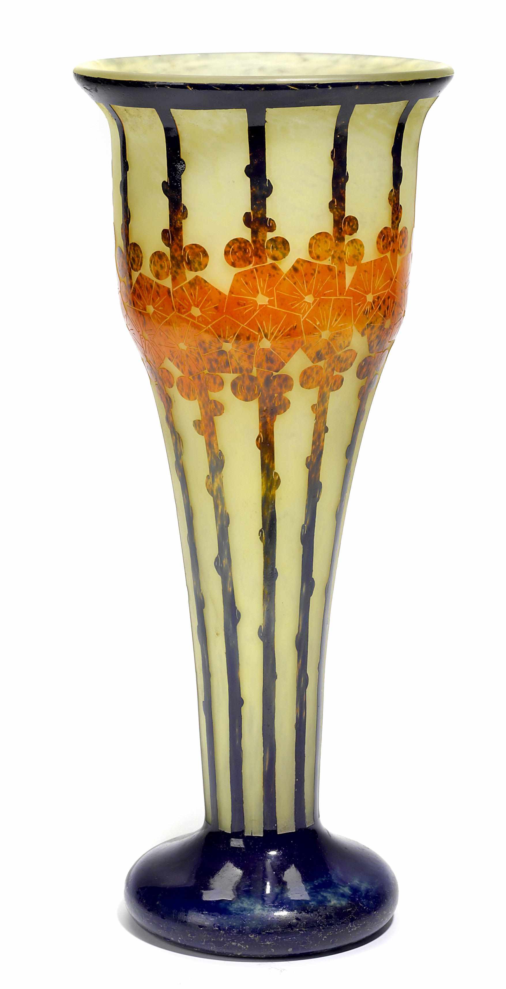 Appraisal: A large Le Verre Franais cameo glass vase circa inscribed