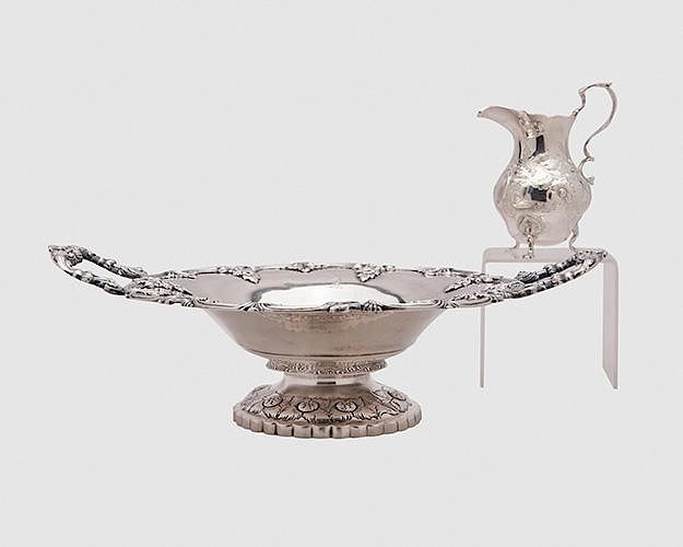 Appraisal: American Silver Footed Cake Basket Baldwin Gardiner together with American