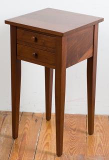 Appraisal: Walnut Double Drawer Side Table Clore Furniture walnut double drawer