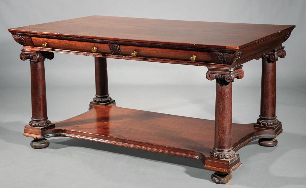 Appraisal: American Late Classical Carved Mahogany Library Table early th c