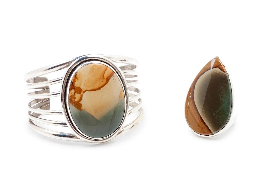 Appraisal: Picture Jasper Cuff Bracelet and Ring bracelet length x opening