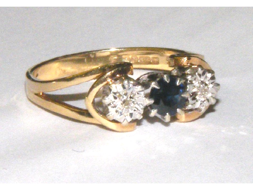 Appraisal: ct sapphire and diamond three stone ring