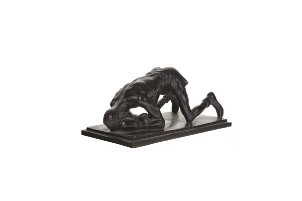 Appraisal: WICKEY HARRY American - Fallen Boxer bronze with black patina